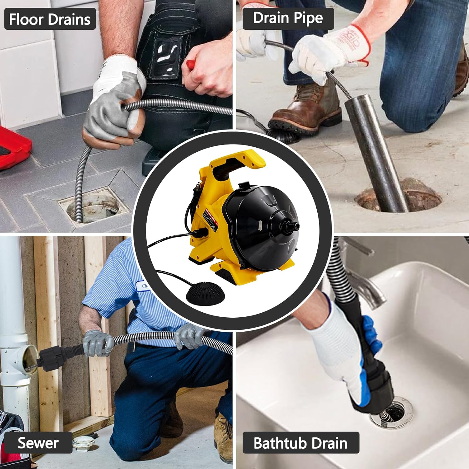 GarveeTech 30 Foot Auto Feed Electric Drain Auger