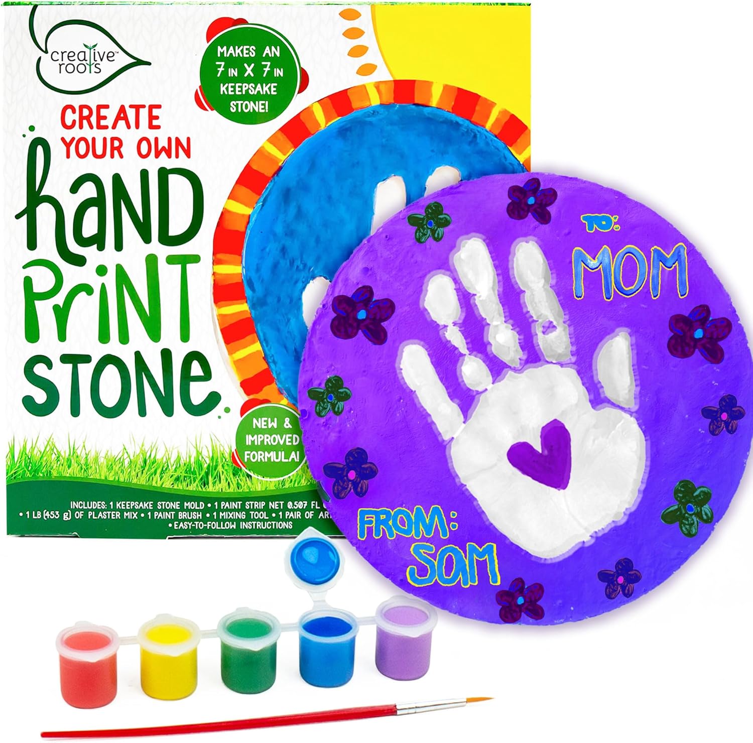 Creative Roots Handprint Stone Kit with Paints and Mold 1