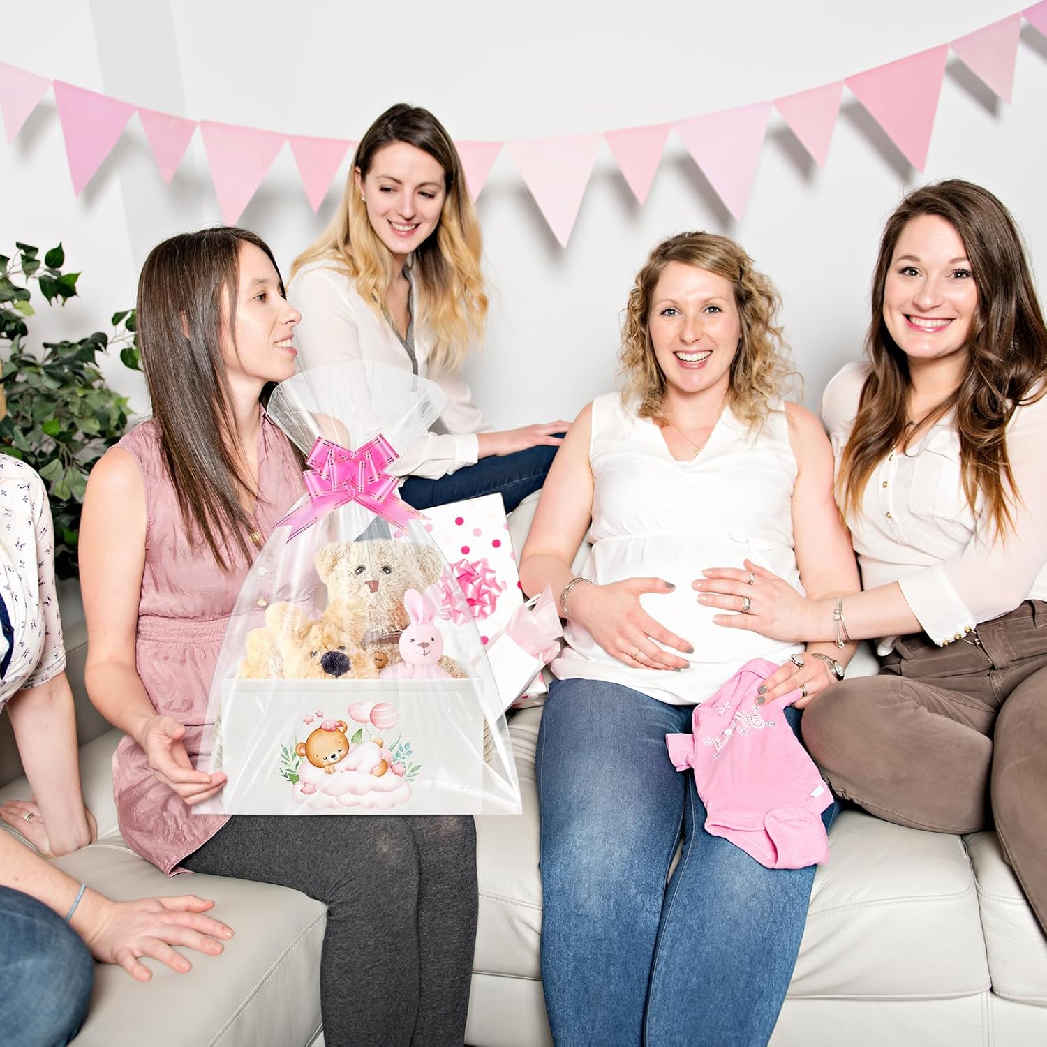 Pickmesh Pink Bear Baby Storage Basket with Handles