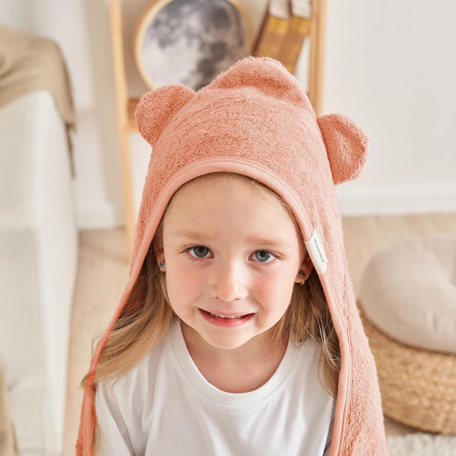 Munich Blue Toddler Bath Towel with Bear Ears