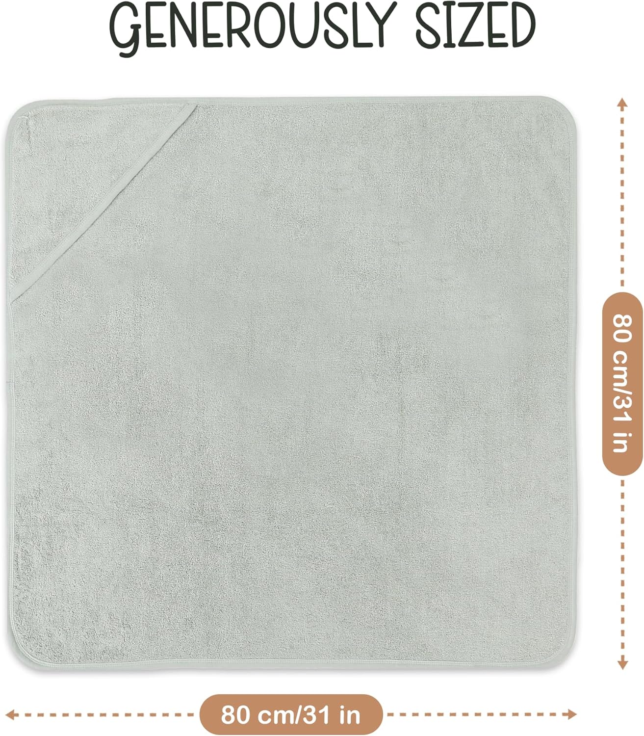 Infancie Organic Cotton Hooded Baby Towels 314 x 314 Moss Green