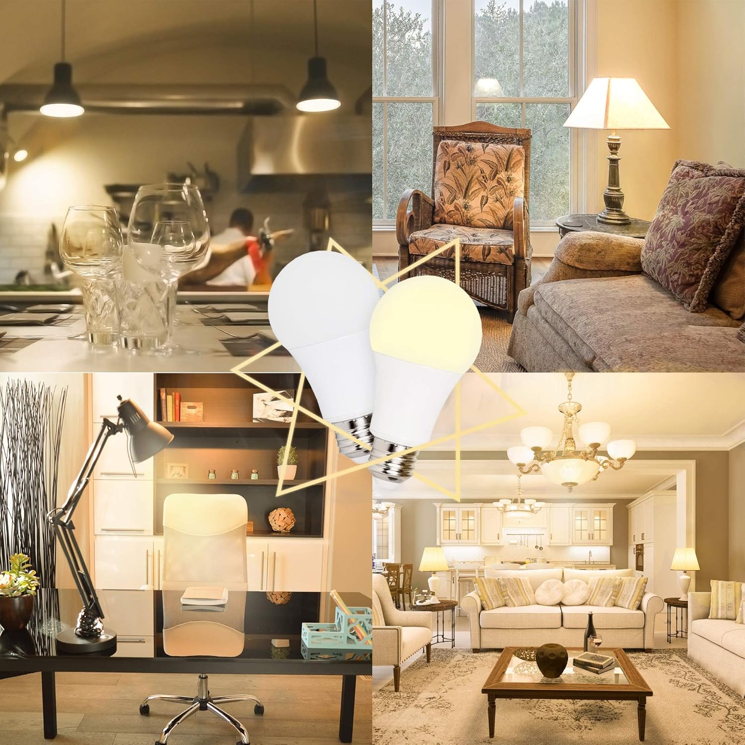 ChipHy Light Bulbs 3 Level Brightness 2700K Warm White 2-Packs