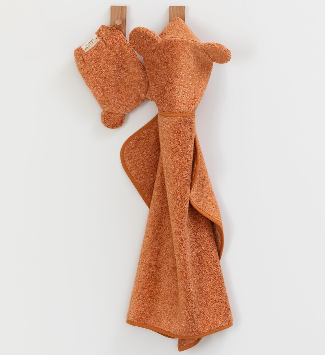 Bella Tunno Baby Bath Towel and Mitt Set - Pumpkin