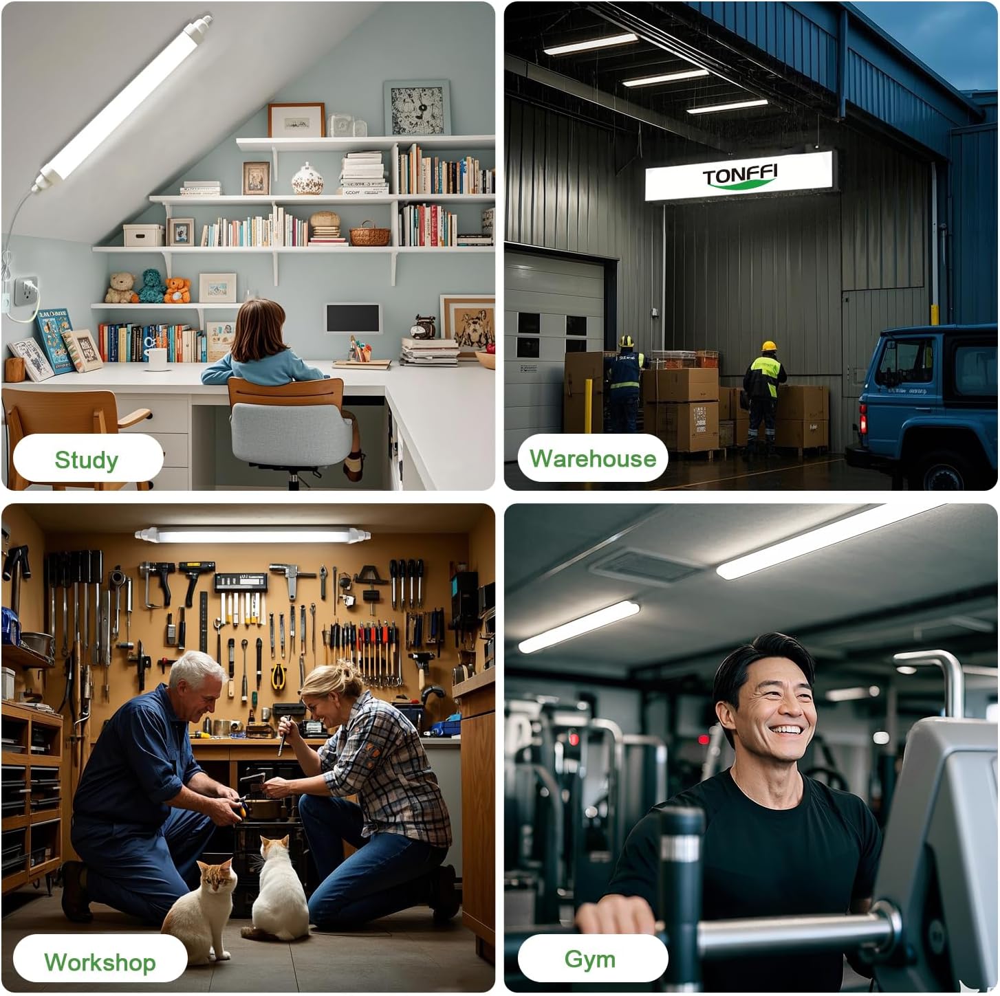 Tonffi 4FT Plug-in LED Ceiling Light - 5000K Cool White