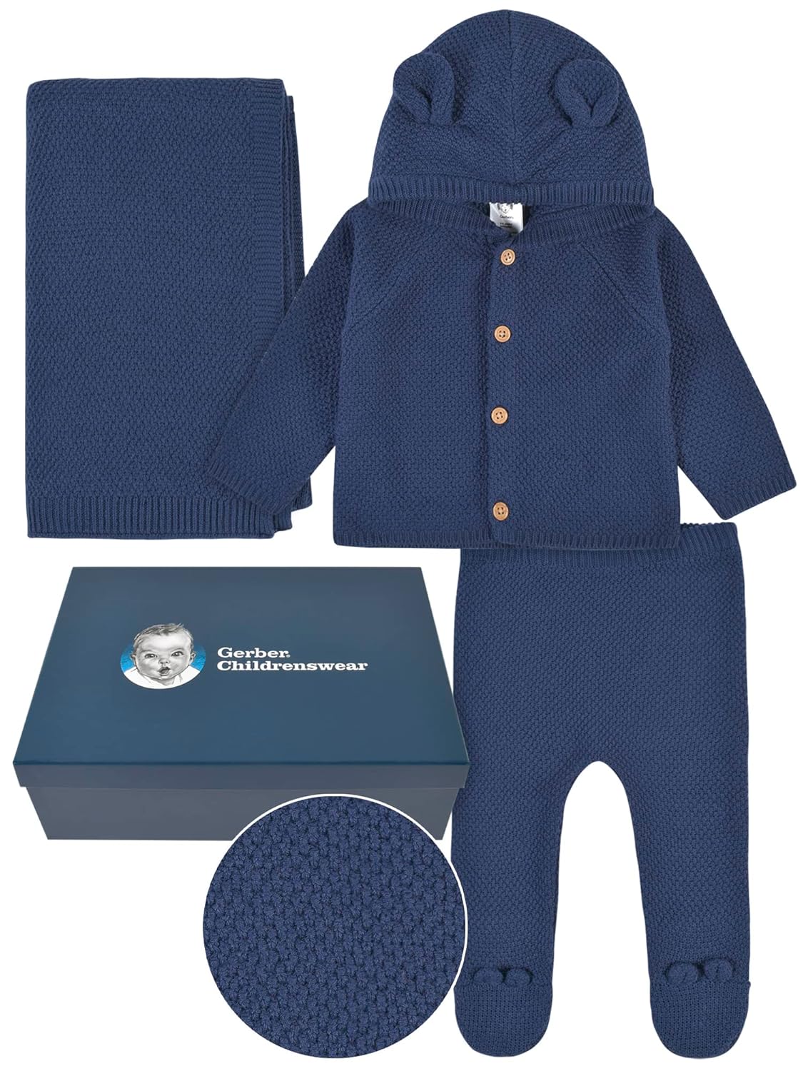 Gerber Navy Newborn 3-Piece Knit Gift Set 1