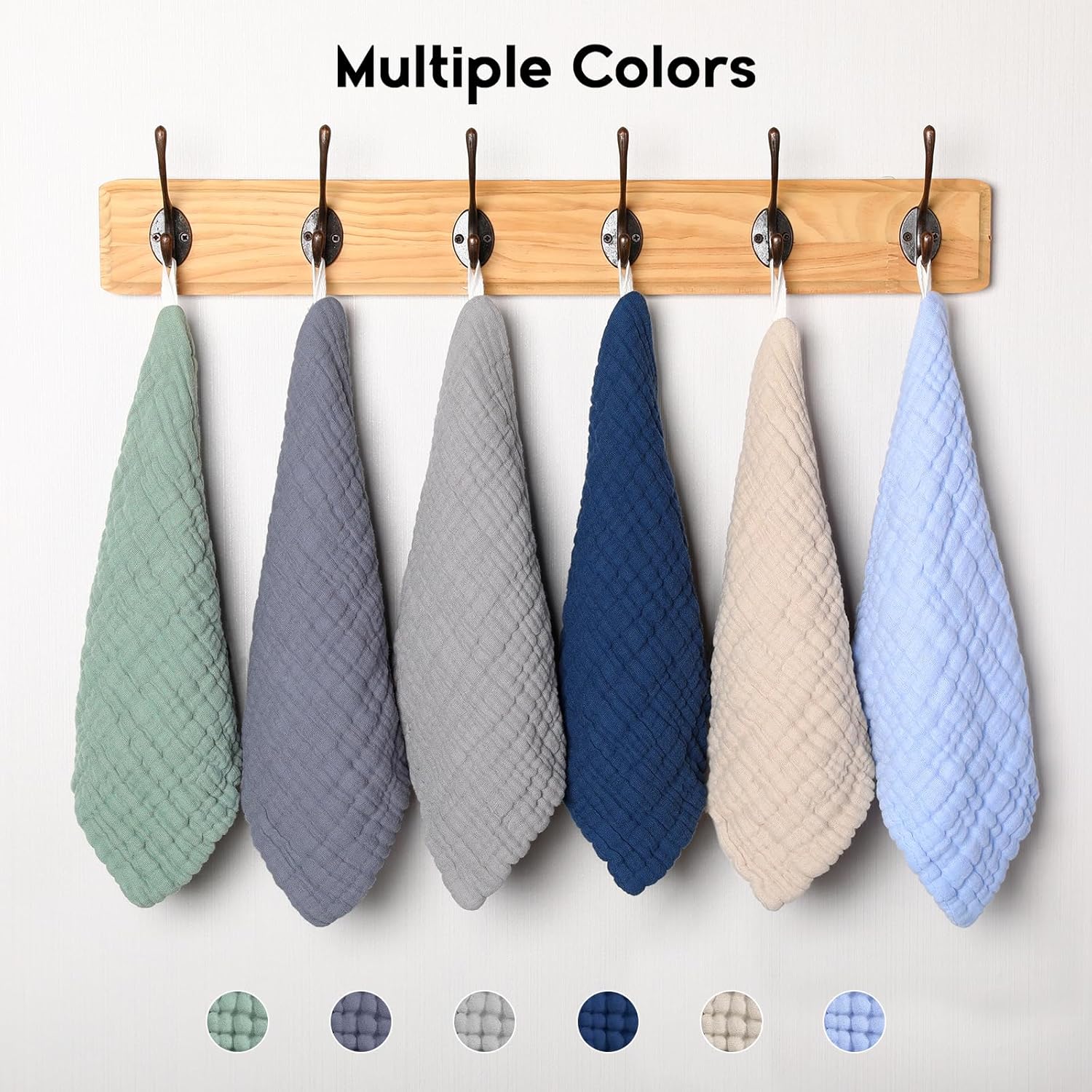 Unnivoll Muslin Baby Washcloths 6 Pack - 12x12 Multicolor