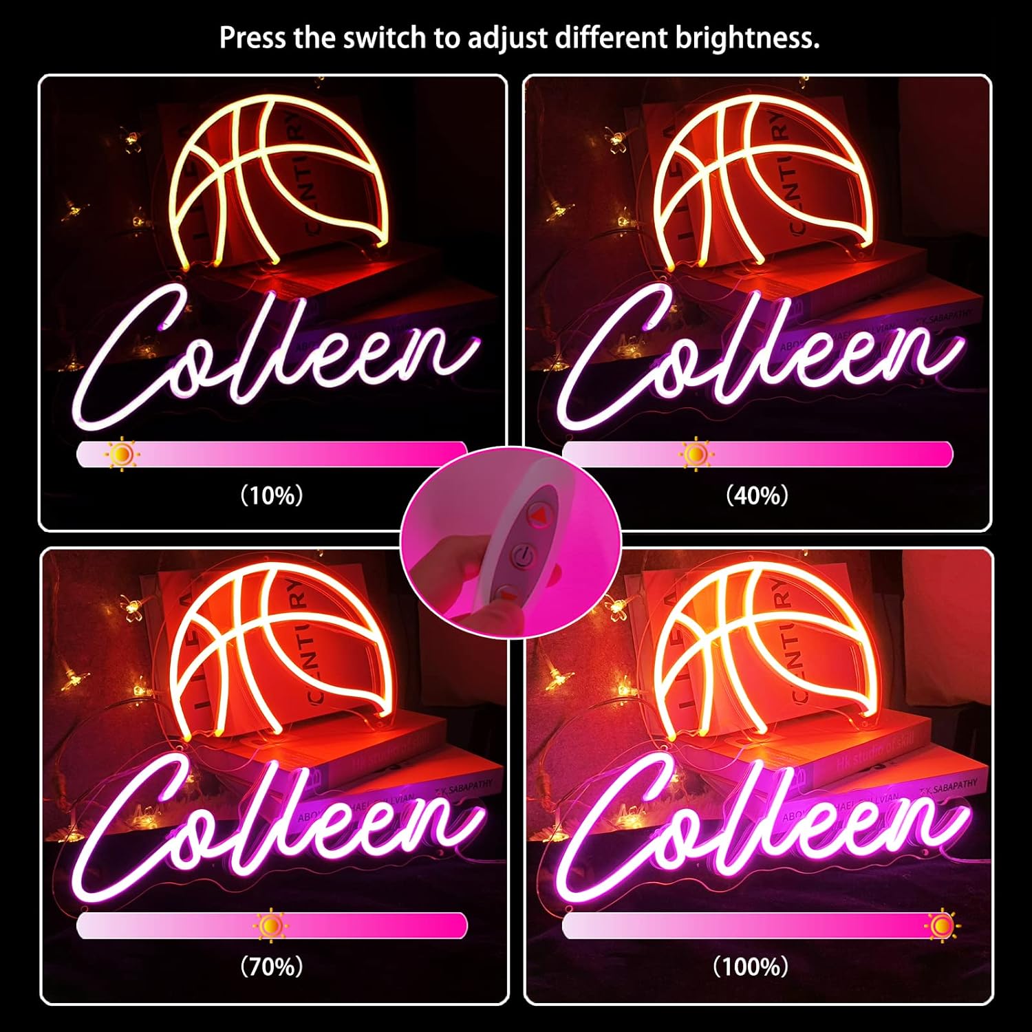 KiMineon Custom Basketball Neon Sign - 18 Inch LED Light Lamp for Boys