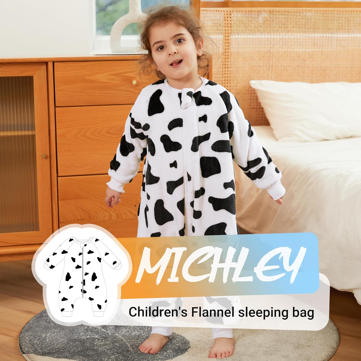 MICHLEY Flannel Baby Sleeping Bag Unisex Pajamas for Autumn Winter