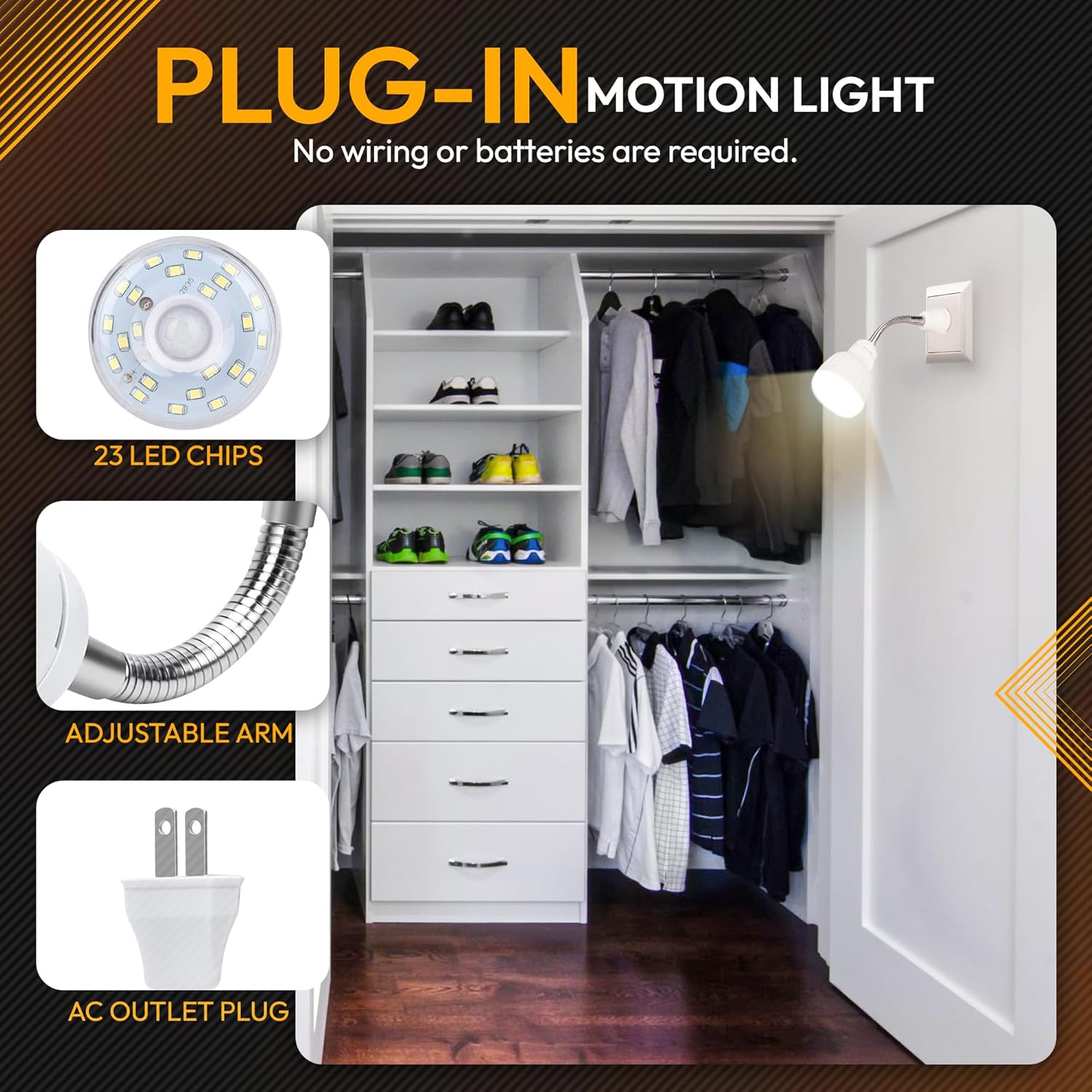 ShopN5 LED Motion Night Light with Flexible Neck