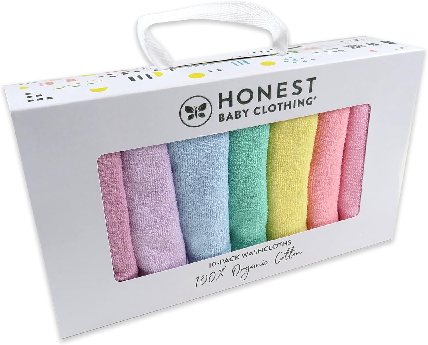 HonestBaby 10-Pack Organic Cotton Wash Cloths Rainbow Pinks