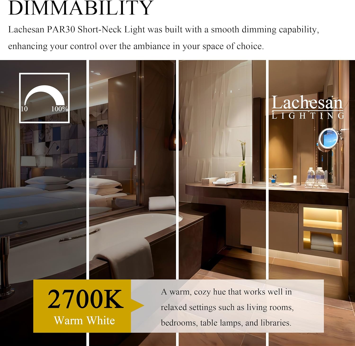 Lachesan PAR30 Halogen Flood Light Bulbs 6pcs 120V Dimmable 2700K Warm White