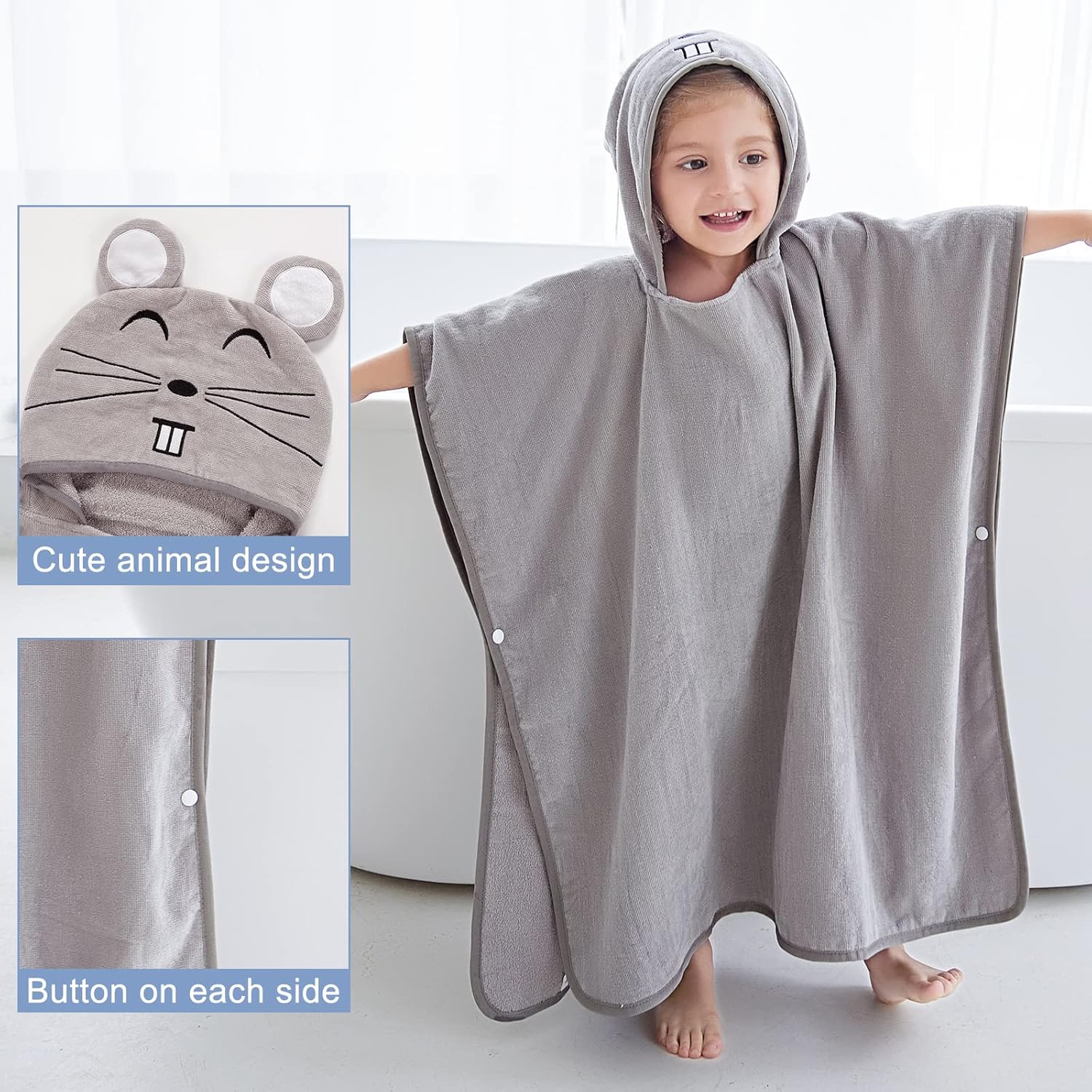 MICHLEY Hooded Baby Towel with Animal Print