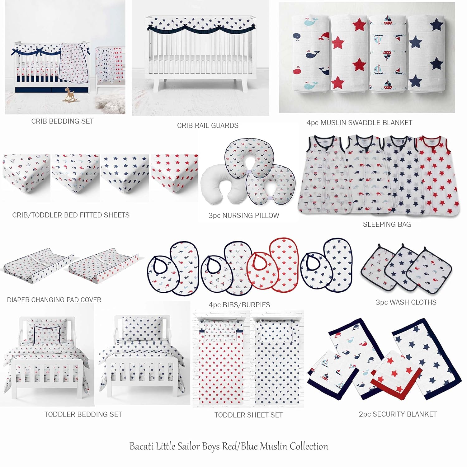 Bacati Little Sailor 100 Cotton Muslin Crib Sheets 1