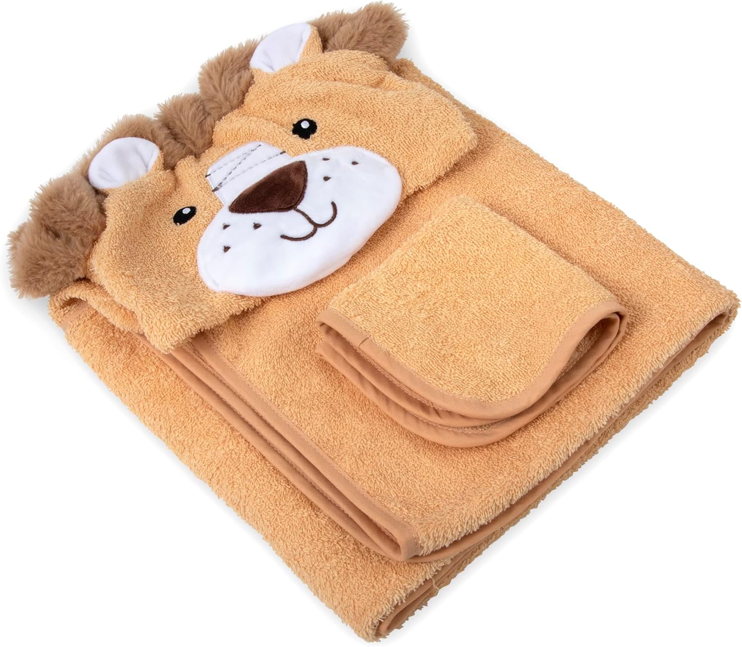 Baby Animal Hooded Towel and Washcloth Set - Lively Little Lion