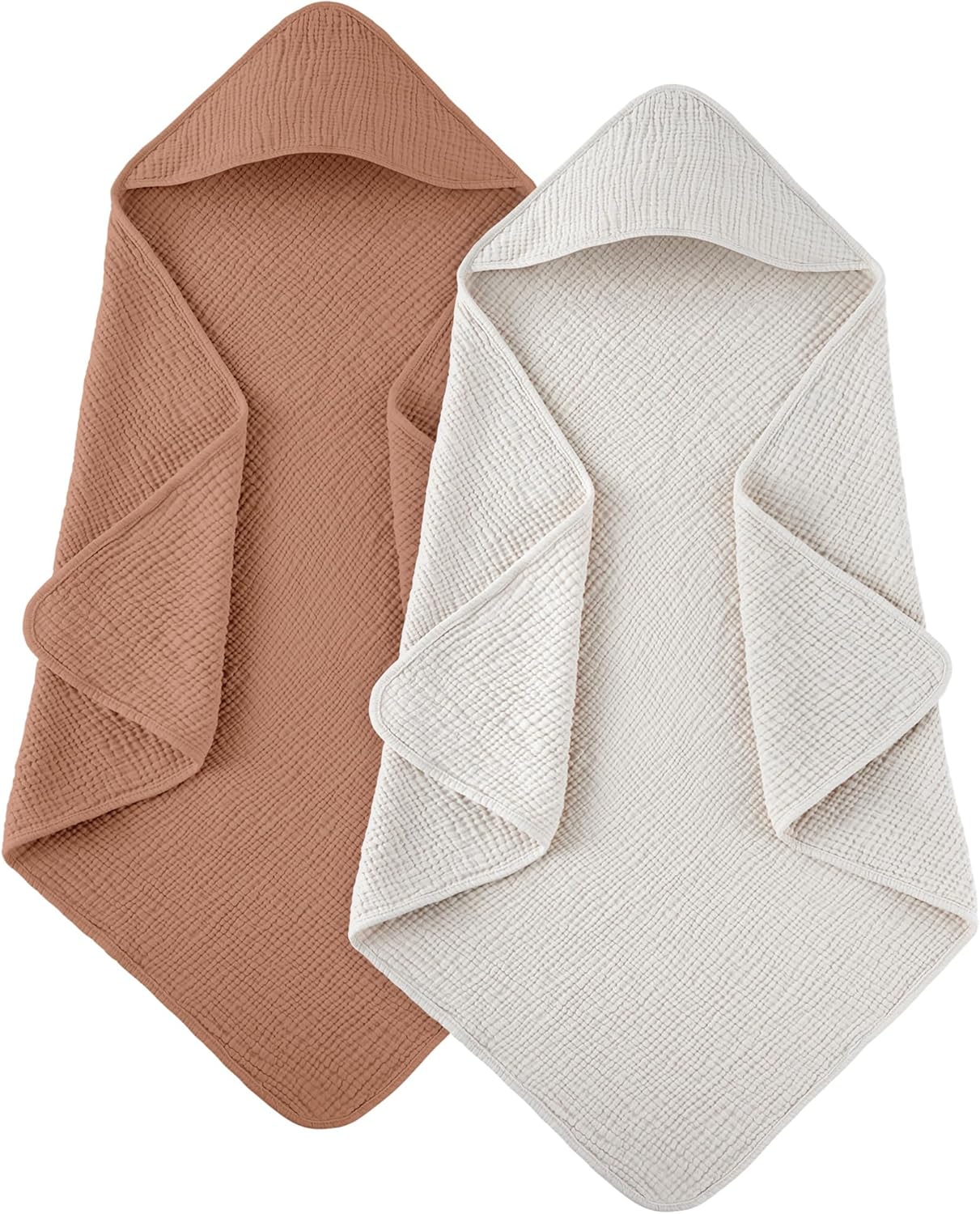 Susurration Hooded Baby Towels 2 Pack 30x30 Inch Muslin Cotton