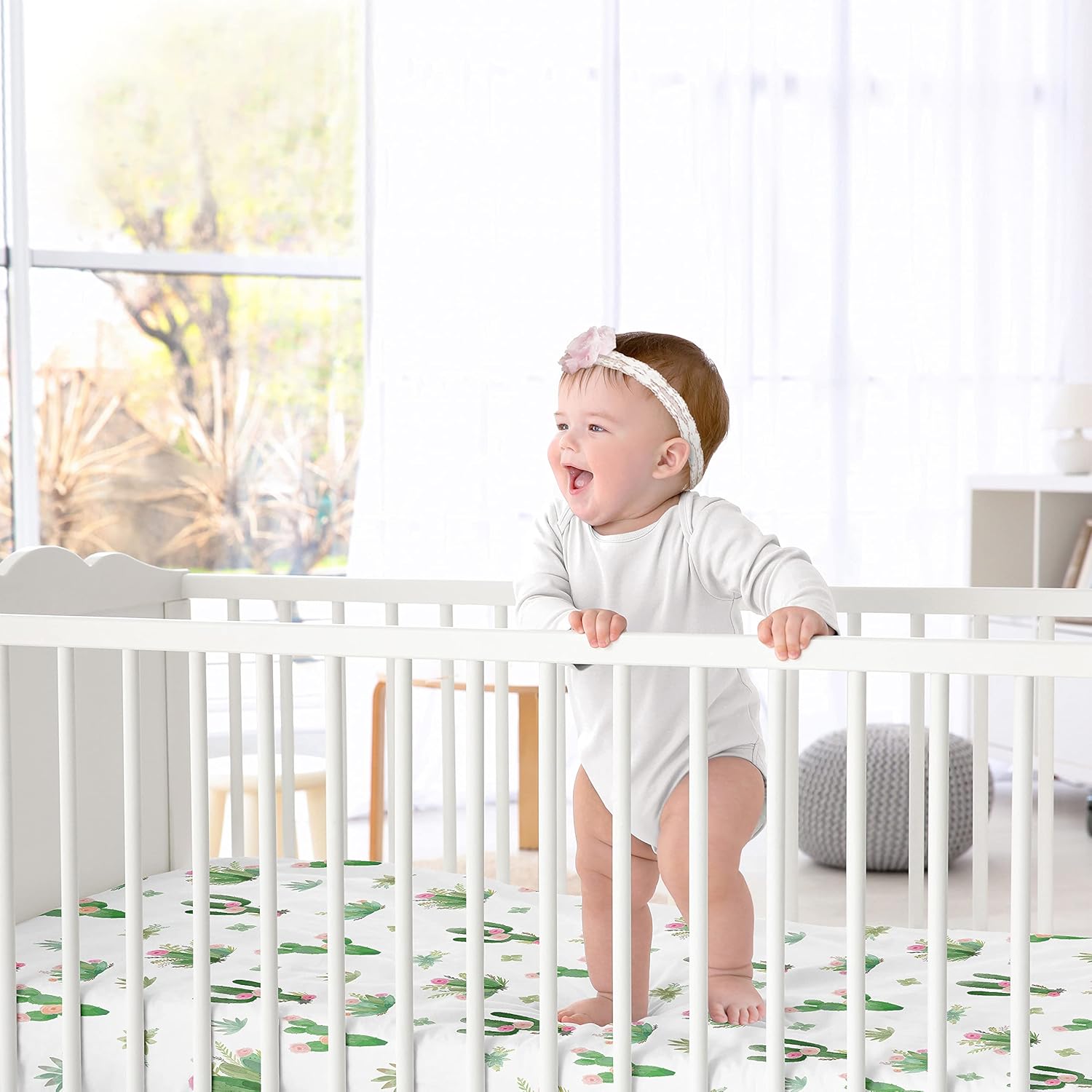 Sweet Jojo Designs Boho Floral Cactus Crib Sheet Set 2pc