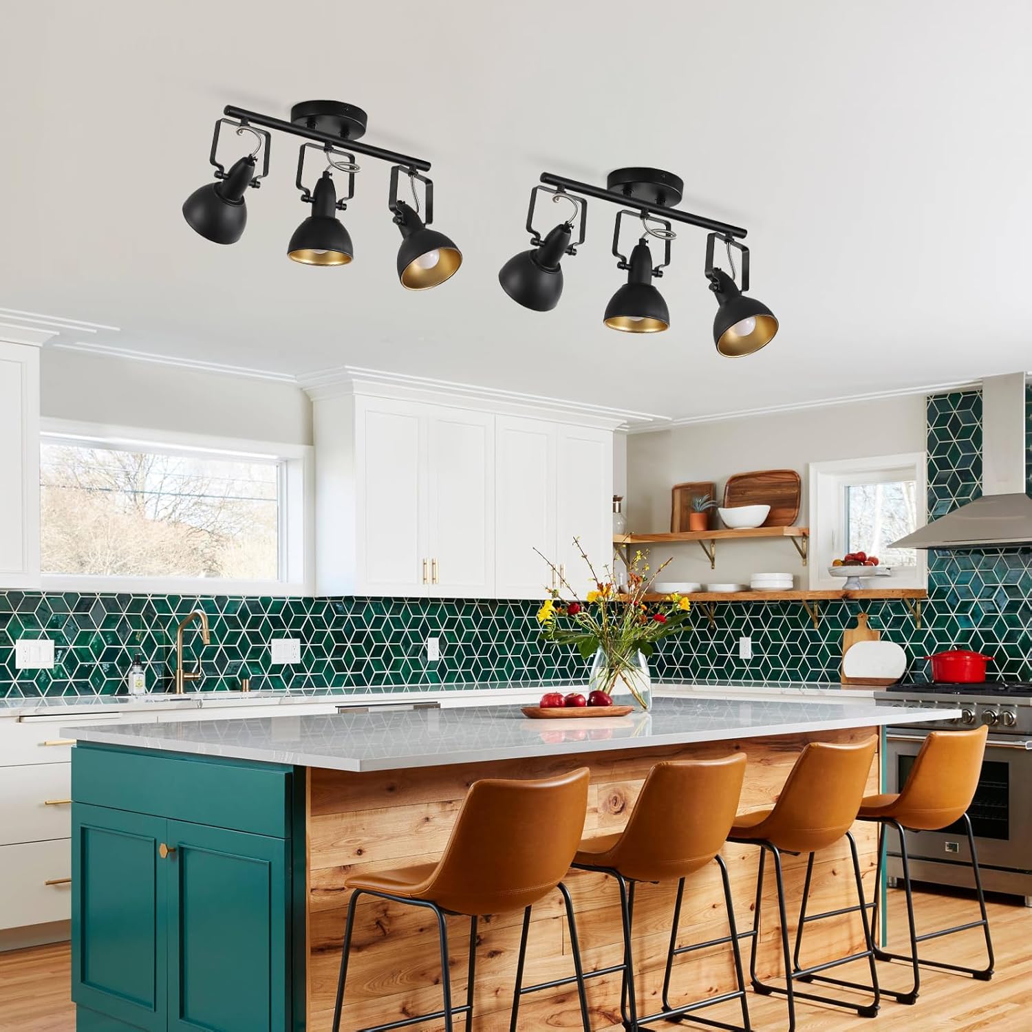 MUEOF Industrial 3-Light Track Lighting Black Ceiling Spotlight