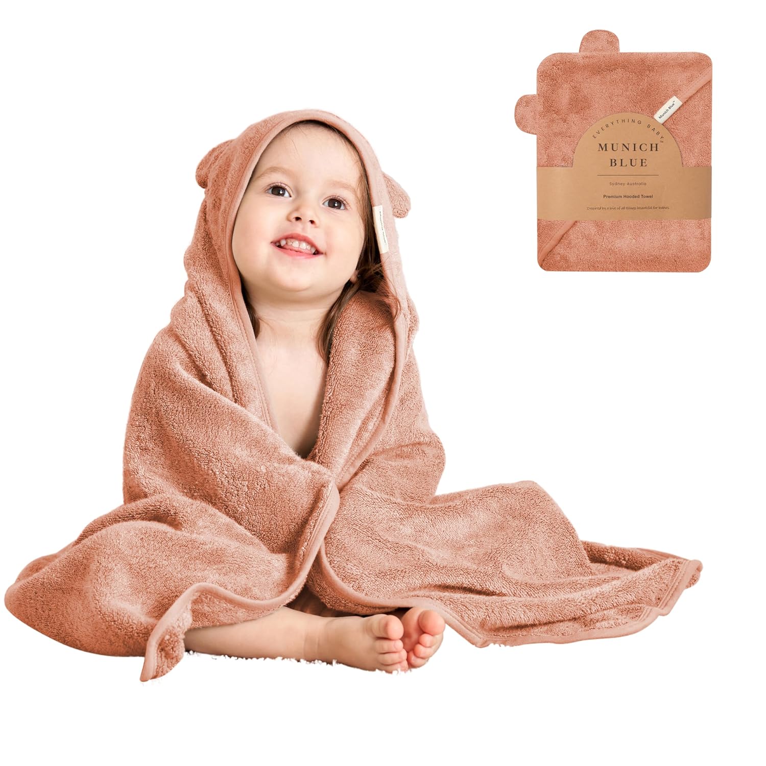Munich Blue Toddler Bath Towel with Bear Ears