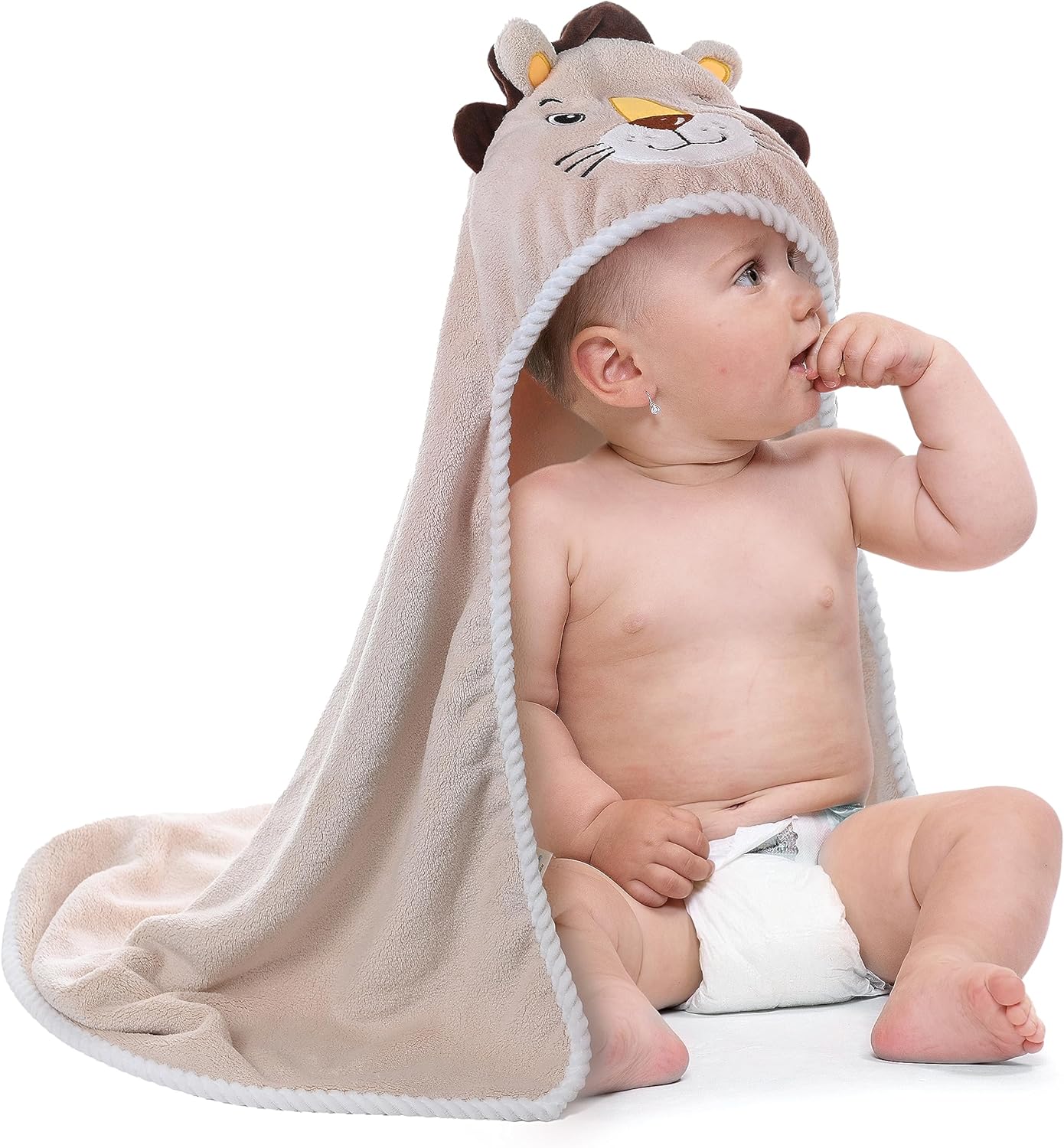 Jay Ava Plush Brown Lion Hooded Towel 315x315