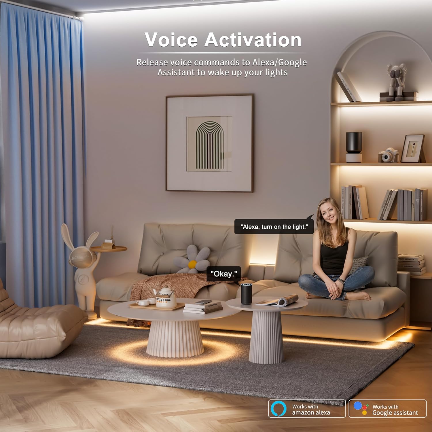 MIWISE CCT COB LED Strip Light Tunable White 20ft