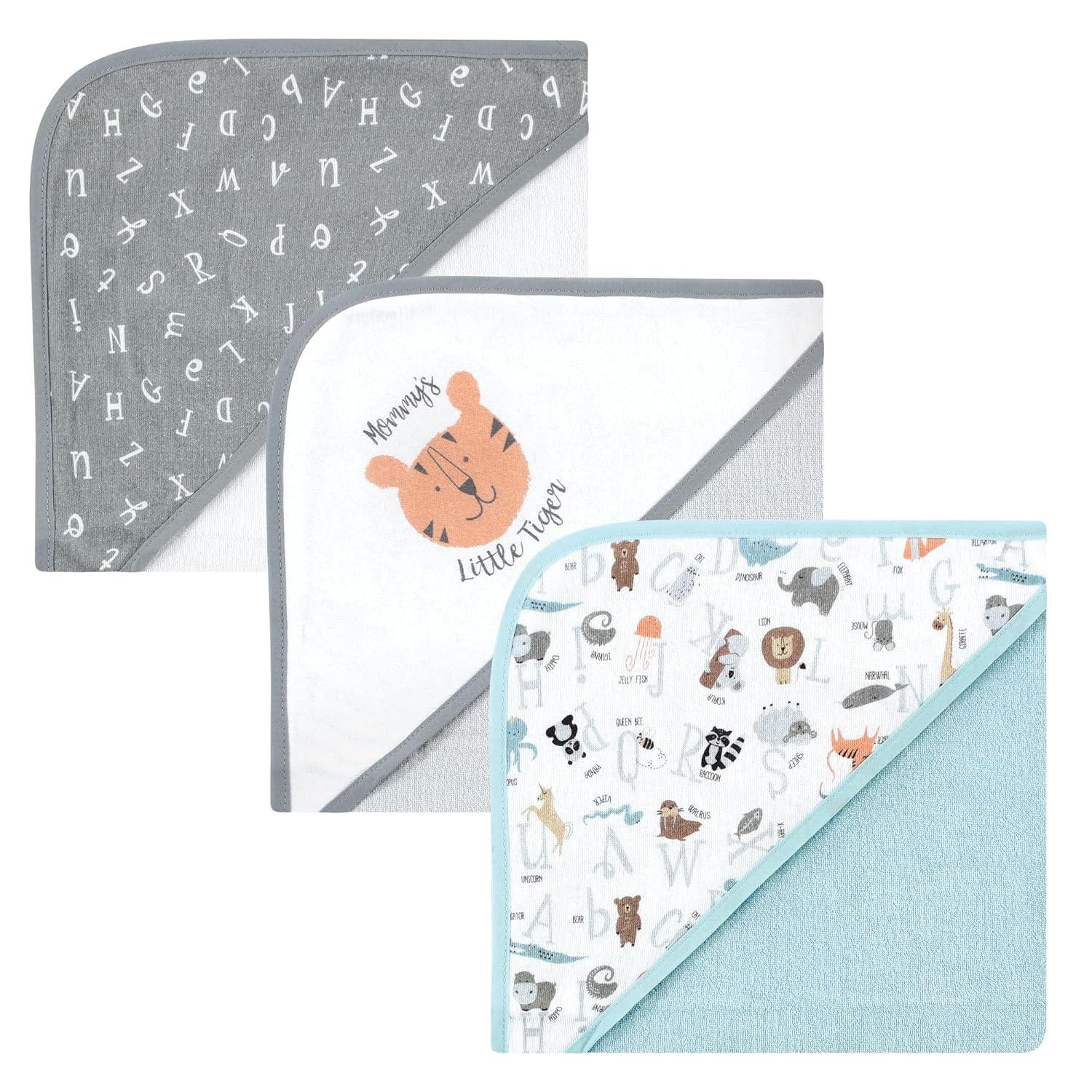 Hudson Baby Unisex Hooded Towels Alphabet One Size