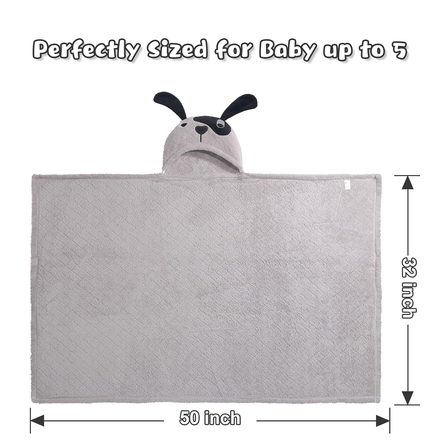 WODHOY Baby Boy Bath Towels with Grey Puppy Hood