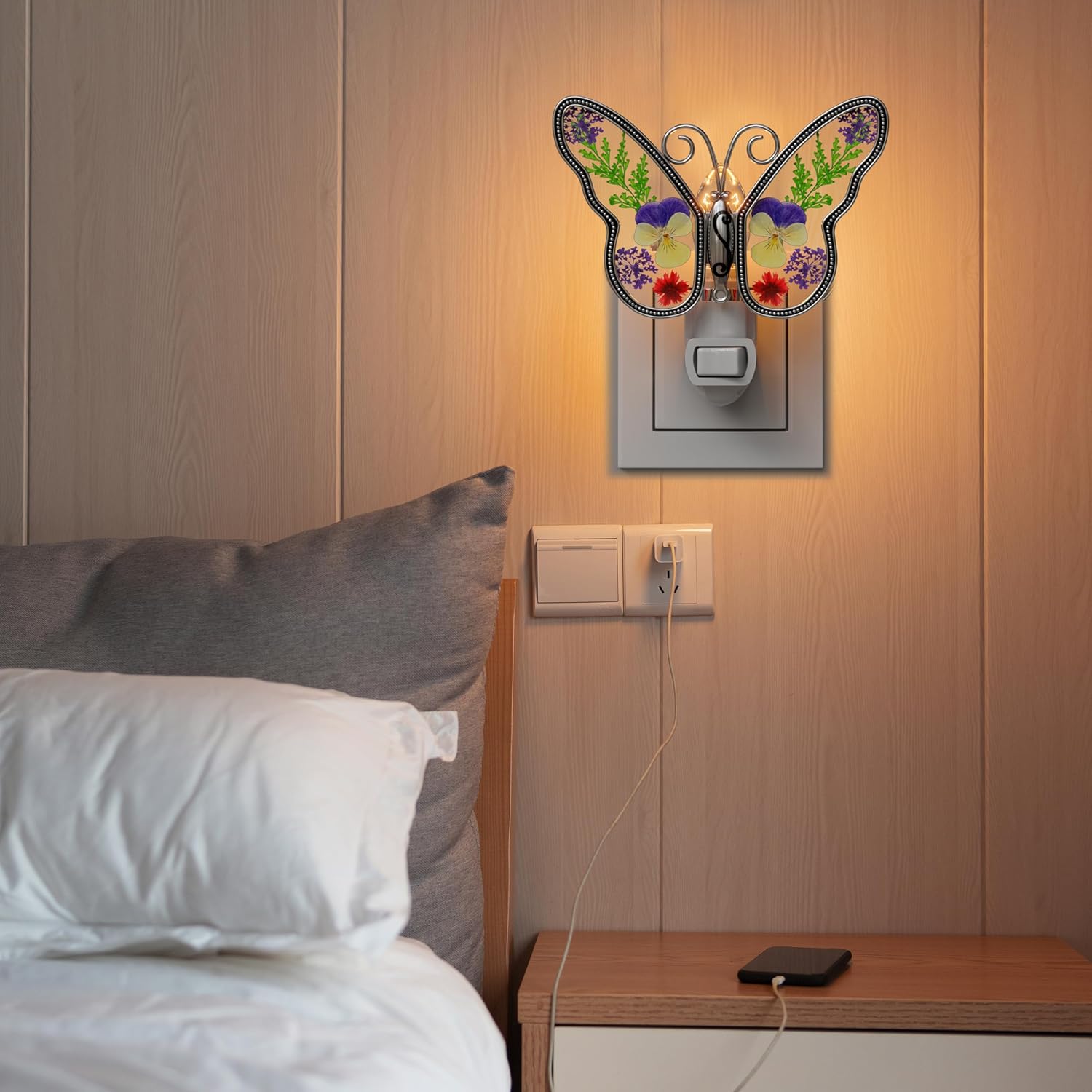 KYBOSAM Butterfly Night Light Wall Plug-In Decor