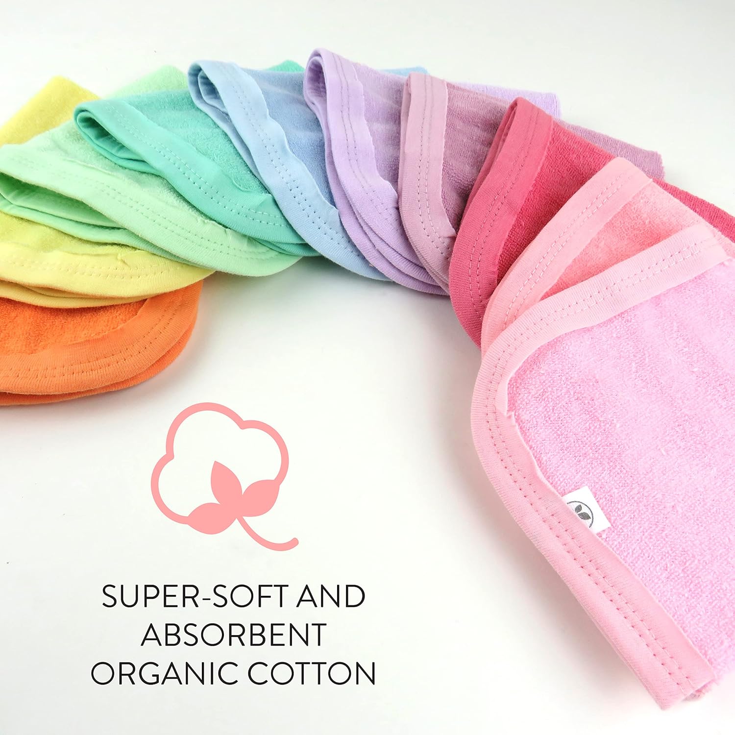 HonestBaby 10-Pack Organic Cotton Wash Cloths Rainbow Pinks