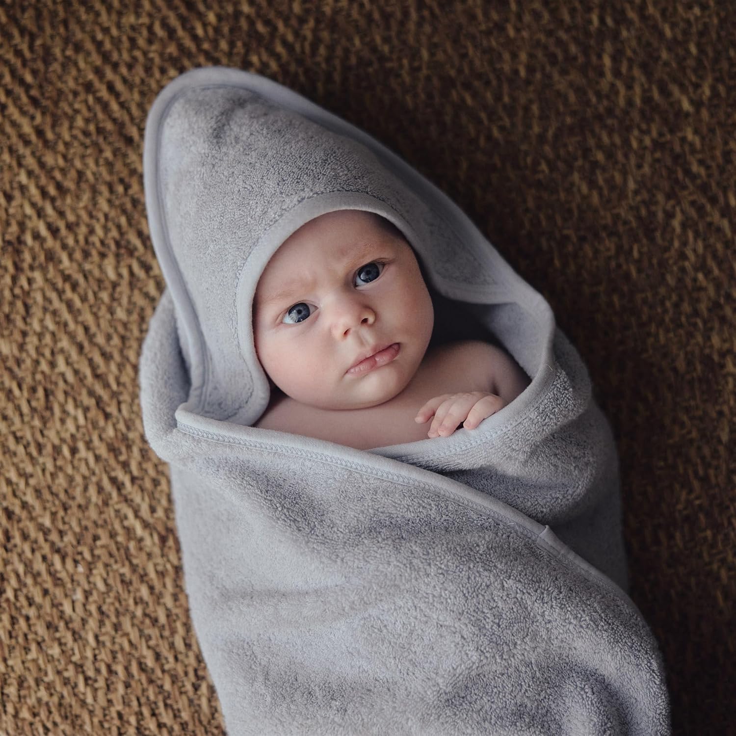 Huxie Baby Hooded Towel - Pearl Grey