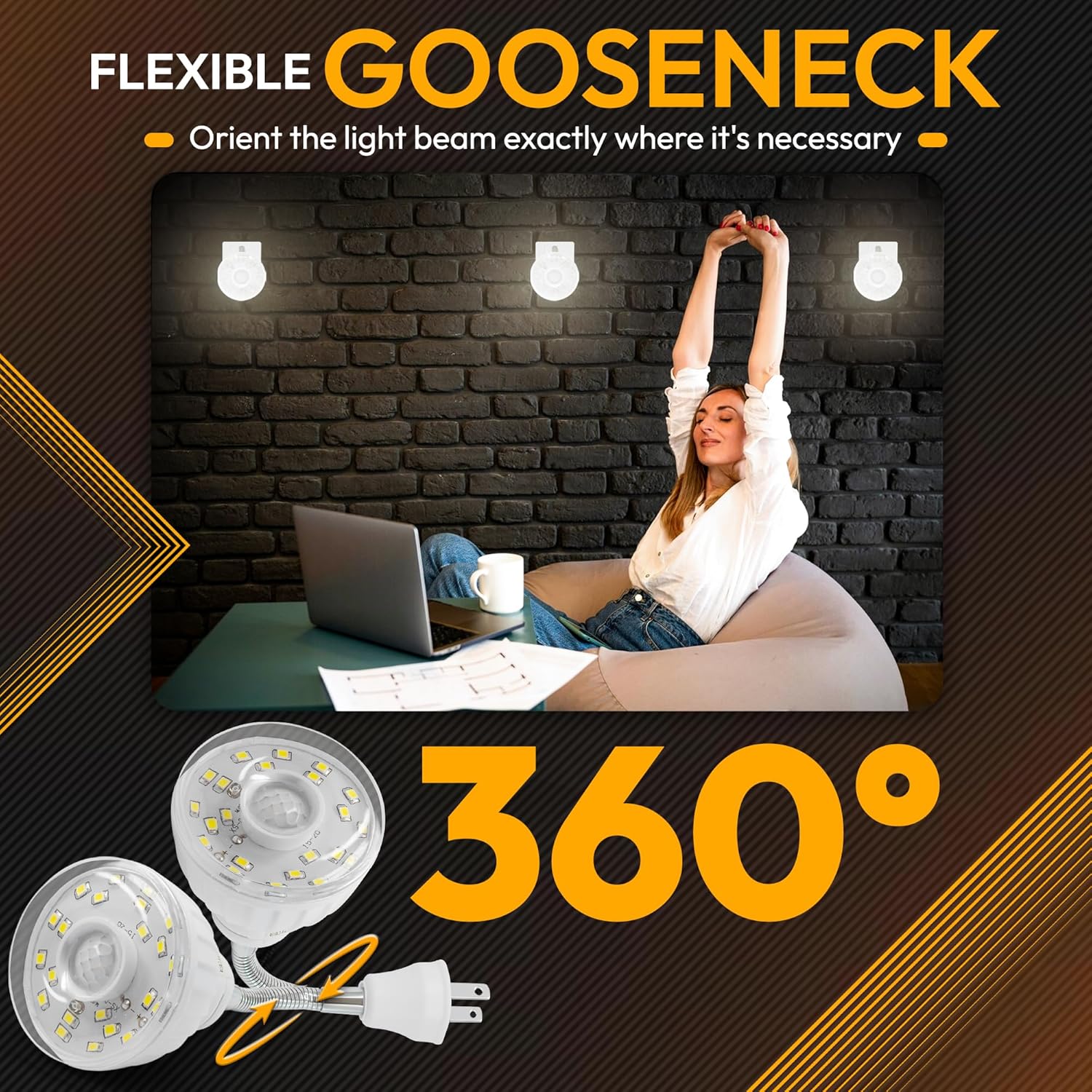 ShopN5 LED Motion Night Light with Flexible Neck