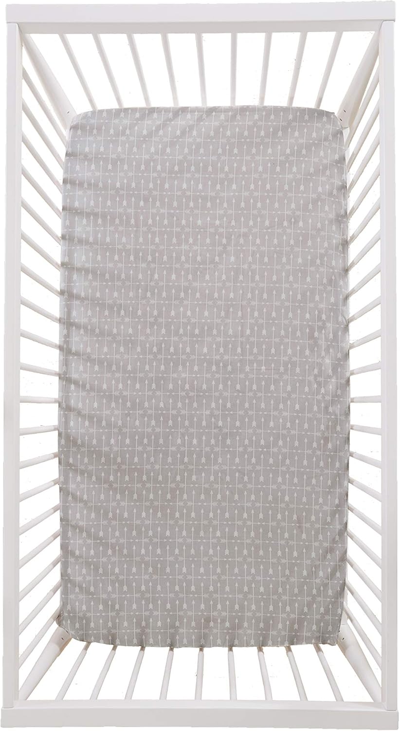 Levtex Baby Rowan Crib Sheet - Grey White 100 Cotton