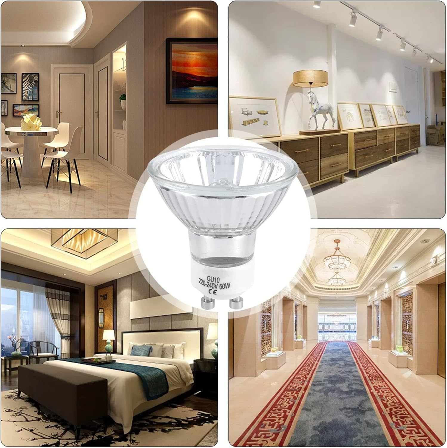 LIGCAS 50Watt Dimmable Halogen Bulbs MR16 GU10 Warm White