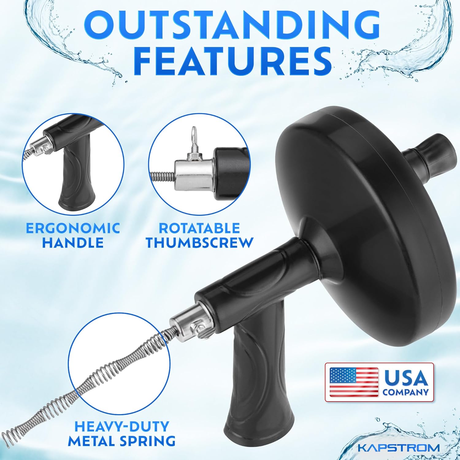 Kapstrom Drain Snake 05 Inch Heavy-Duty Clog Remover for Kitchen Bath