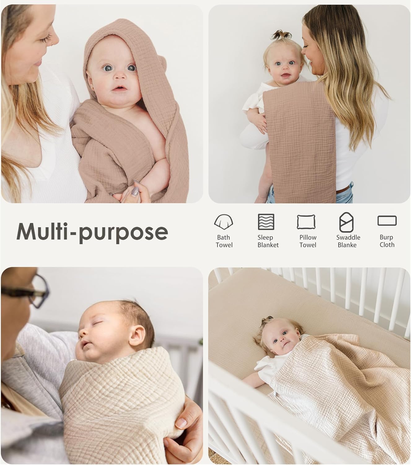 MairMore Muslin Baby Towel with Hood - 100 Cotton Soft Absorbent