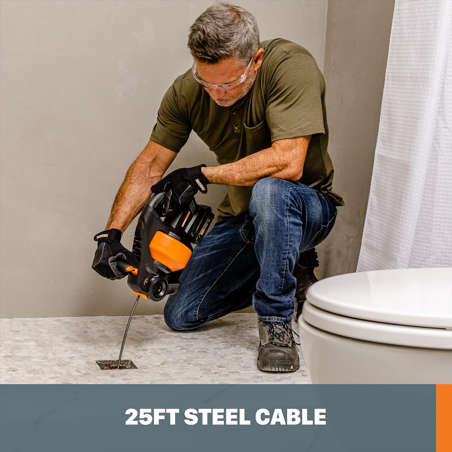 WORX Nitro 20V Power Share Drain Auger 25 ft