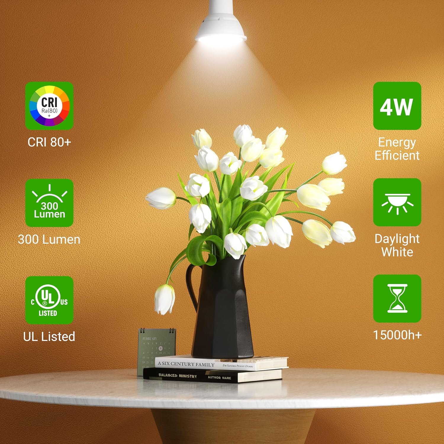 TJOY 12 Pack GU10 LED Bulbs 5000K Daylight 4W Non-Dimmable