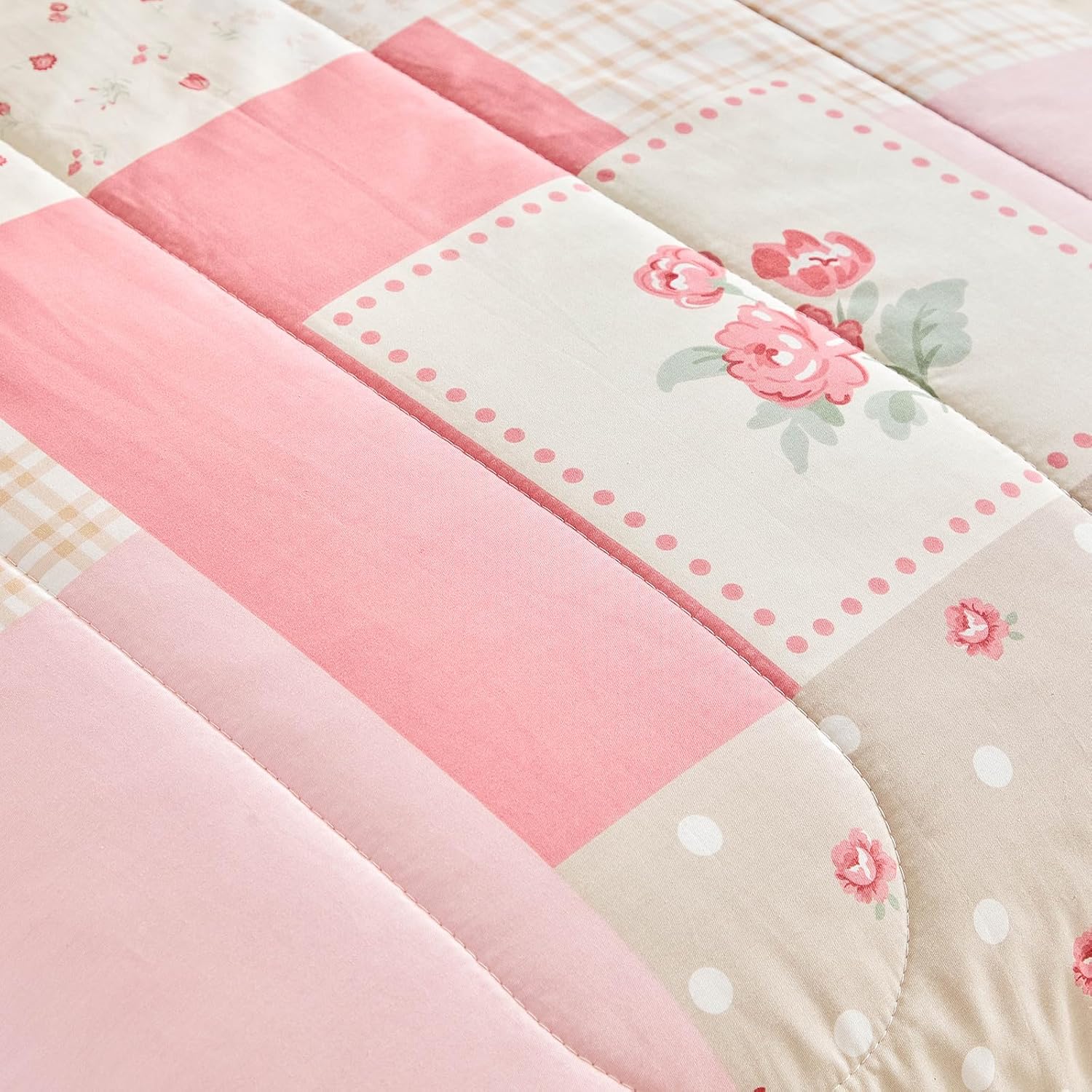 Joyreap 4-Piece Toddler Bedding Set - Pink Flower Plaid