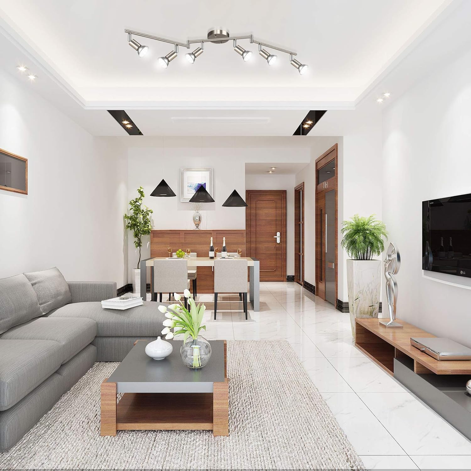 Ascher 6-Light LED Track Lighting Kit with Matte Nickel Finish 1