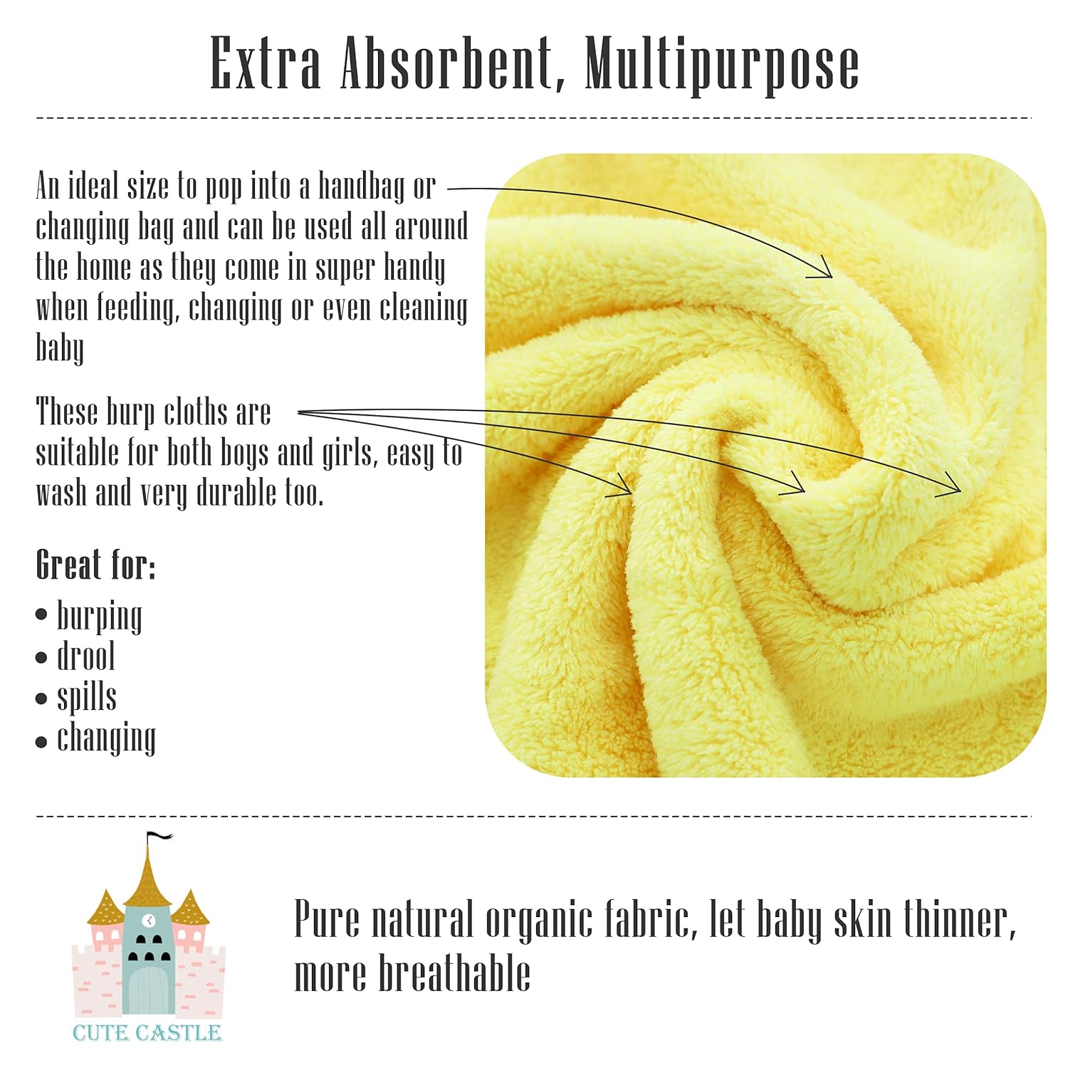 Cute Castle Ultra-Soft Baby Washcloths 16 Pack