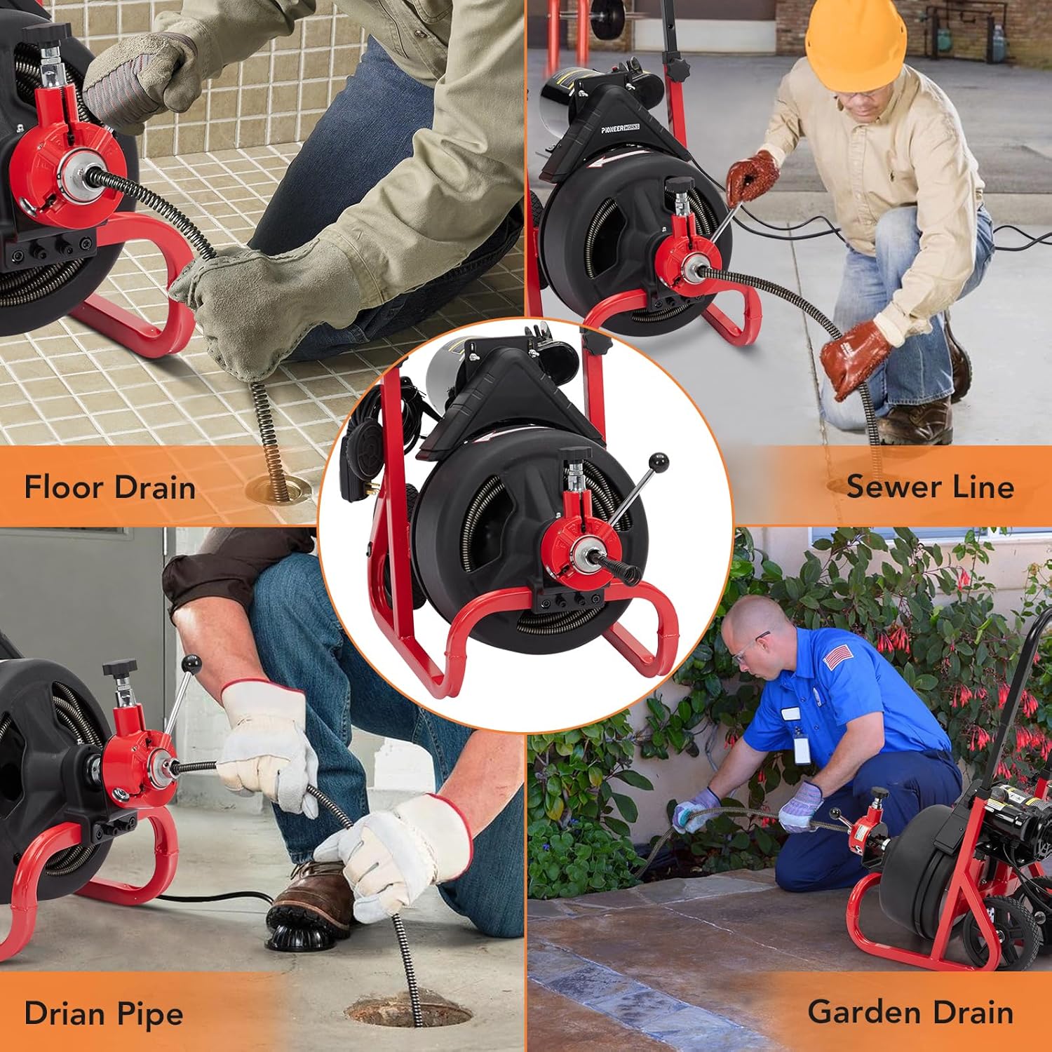 Garvee Drain Cleaner Machine with 6 Cutters and Gloves