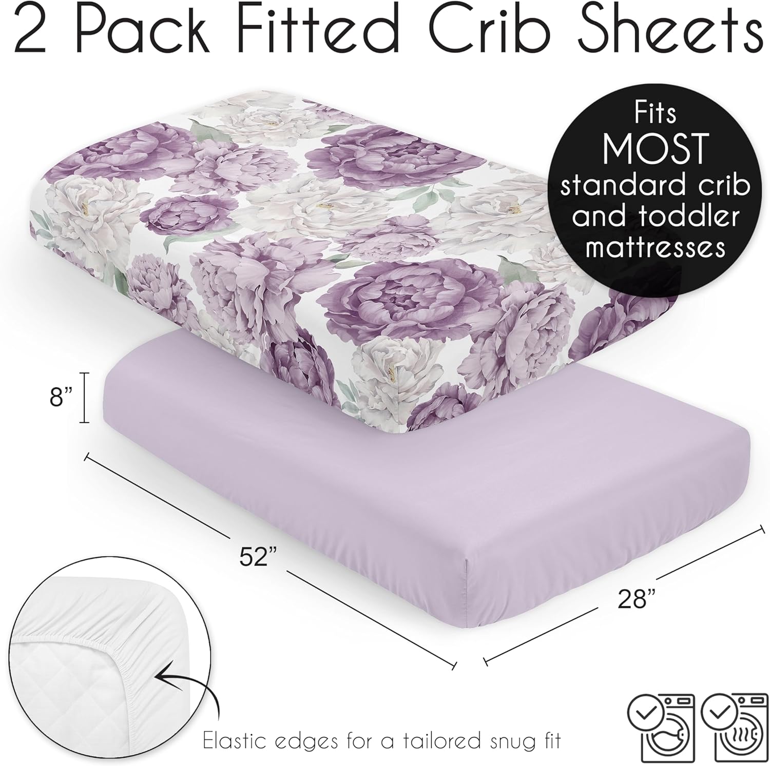 Sweet Jojo Designs Boho Crib Sheet Set 2 Pack Purple