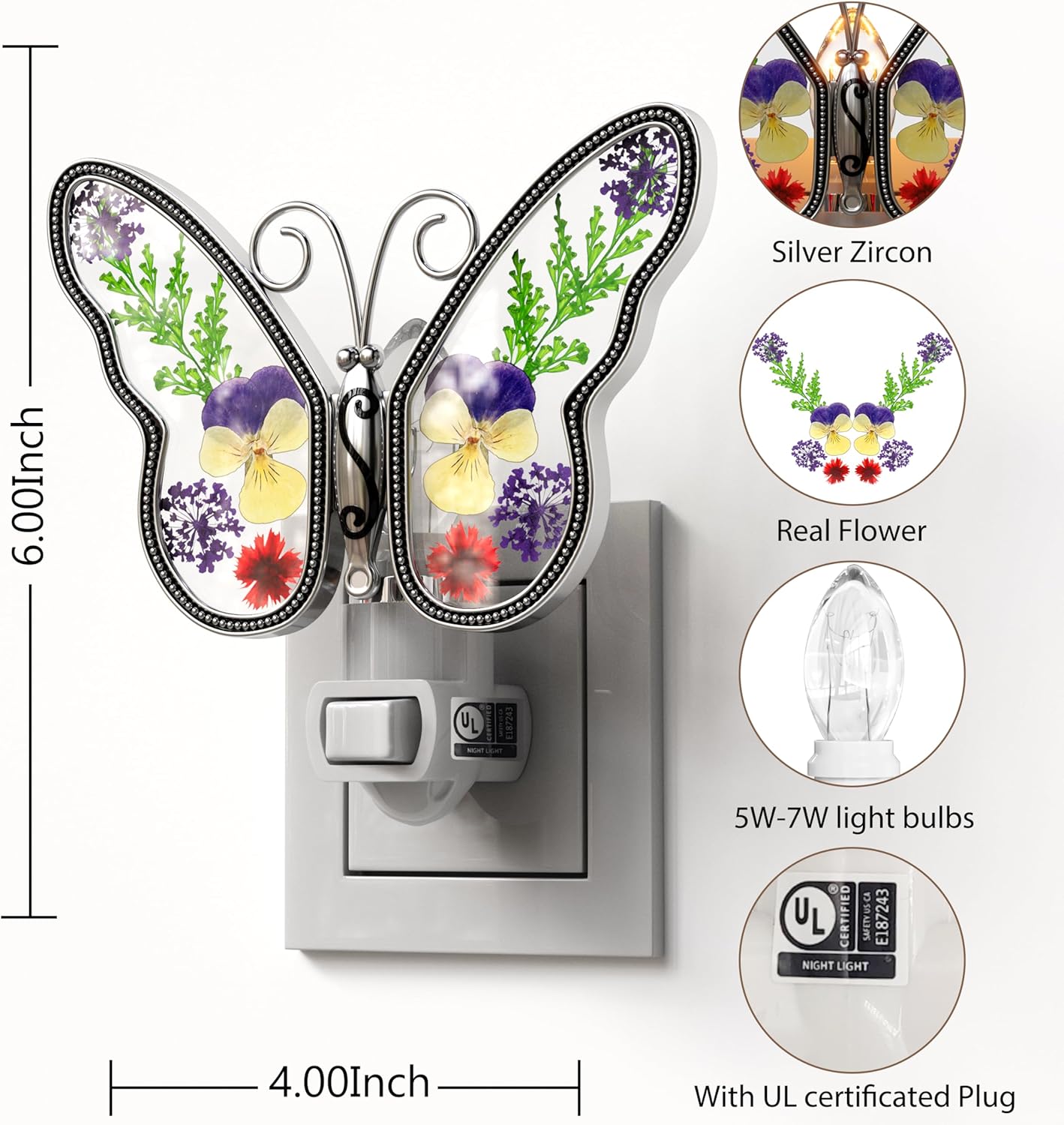 KYBOSAM Butterfly Night Light Wall Plug-In Decor