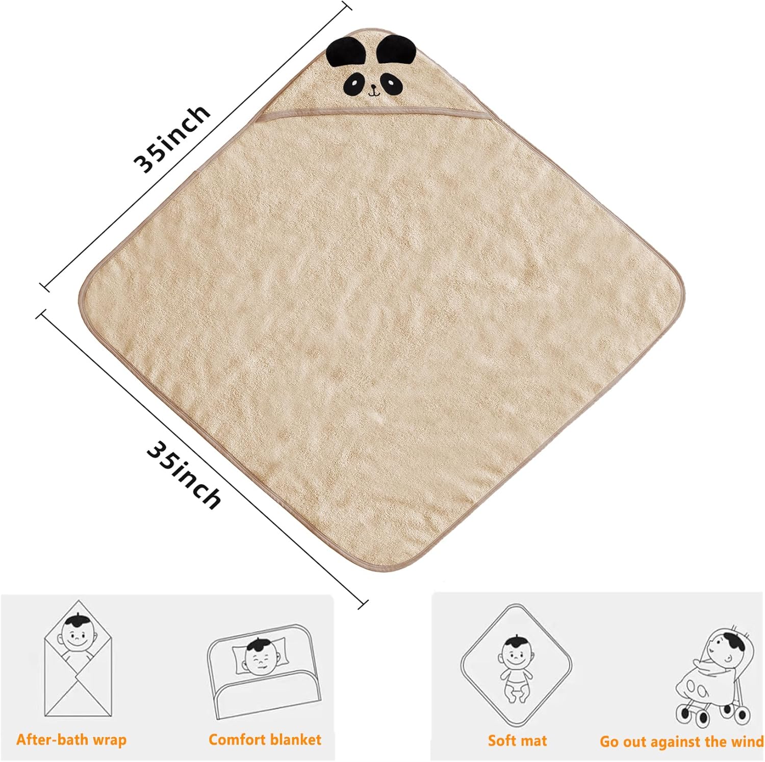ROMASA Baby Bath Towel with Hooded Panda Design 1