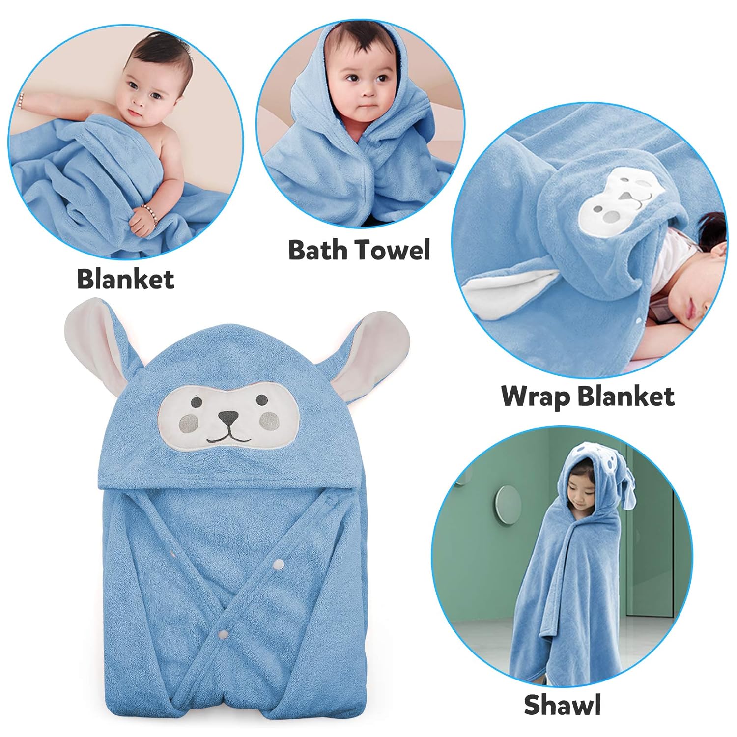 ROMASA Baby Bath Towel Hooded Ultra Soft Towel for Toddlers