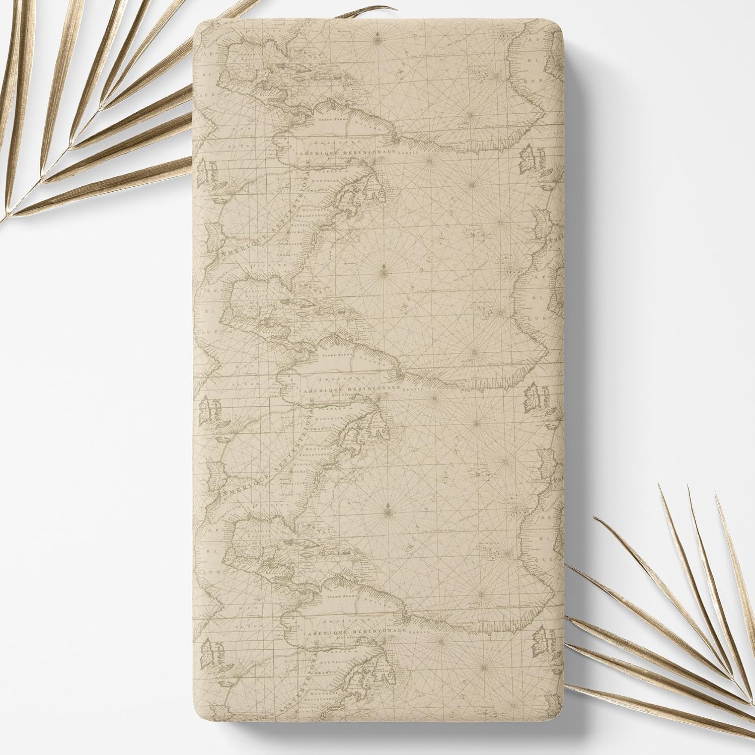 Glenna Jean Explore Baby Crib Sheet Map Print Tan