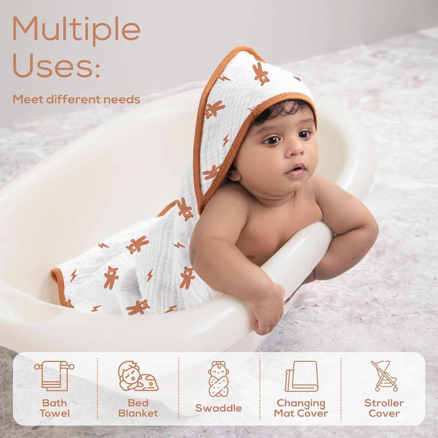 LILY O LAUREL Muslin Baby Towel Pack of 2