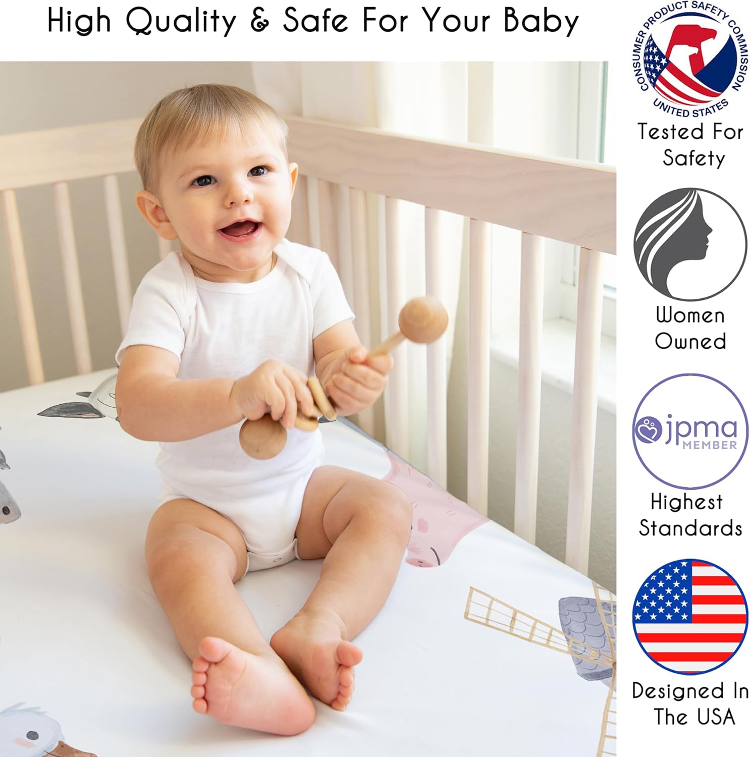 Sweet Jojo Designs Farm Animals Crib Sheet Baby Toddler Bedding