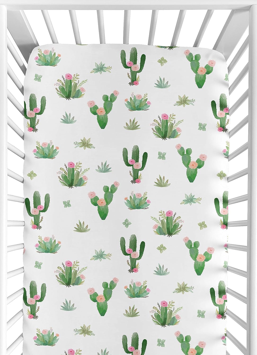 Sweet Jojo Designs Boho Floral Cactus Crib Sheet Set 2pc
