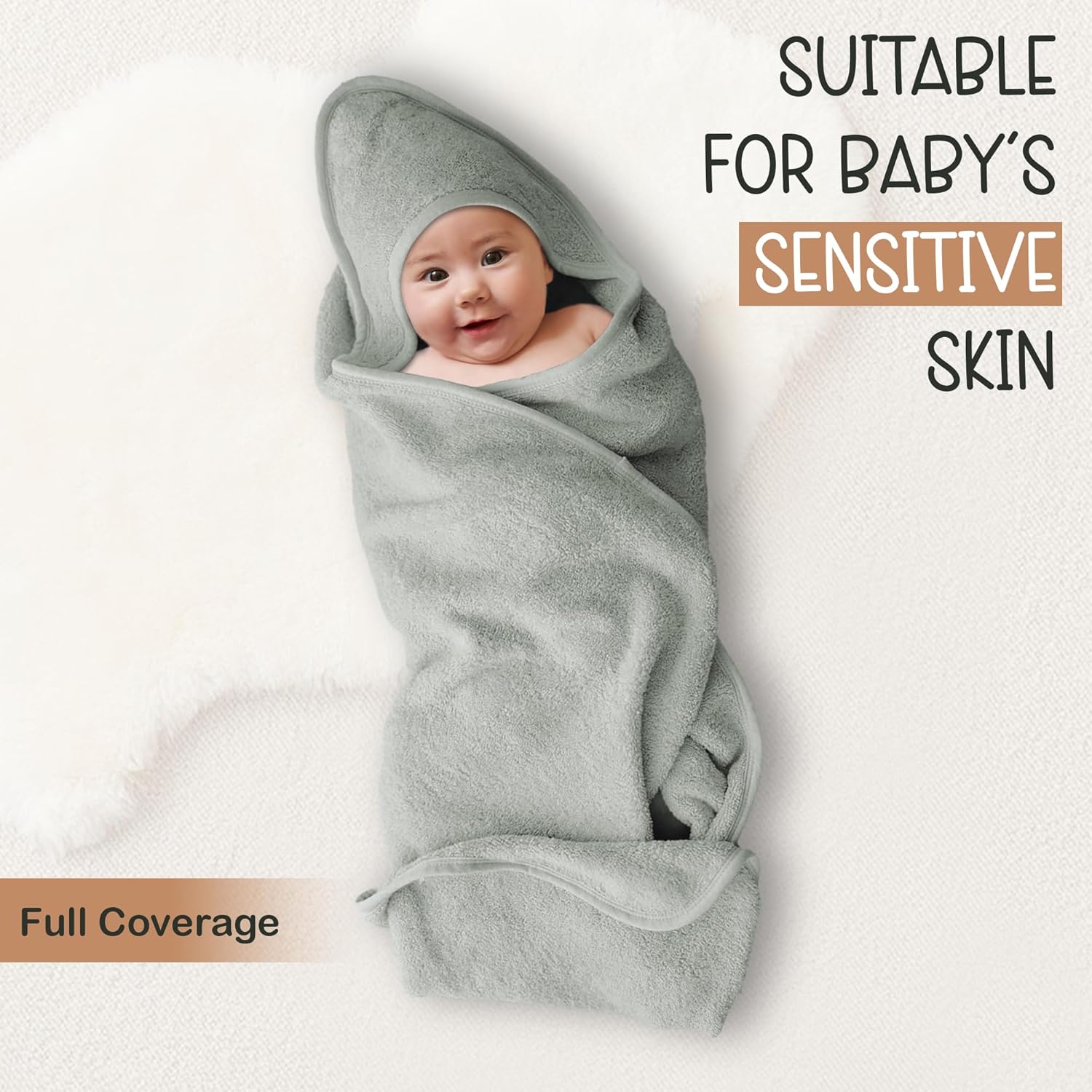 Infancie Organic Cotton Hooded Baby Towels 314 x 314 Moss Green