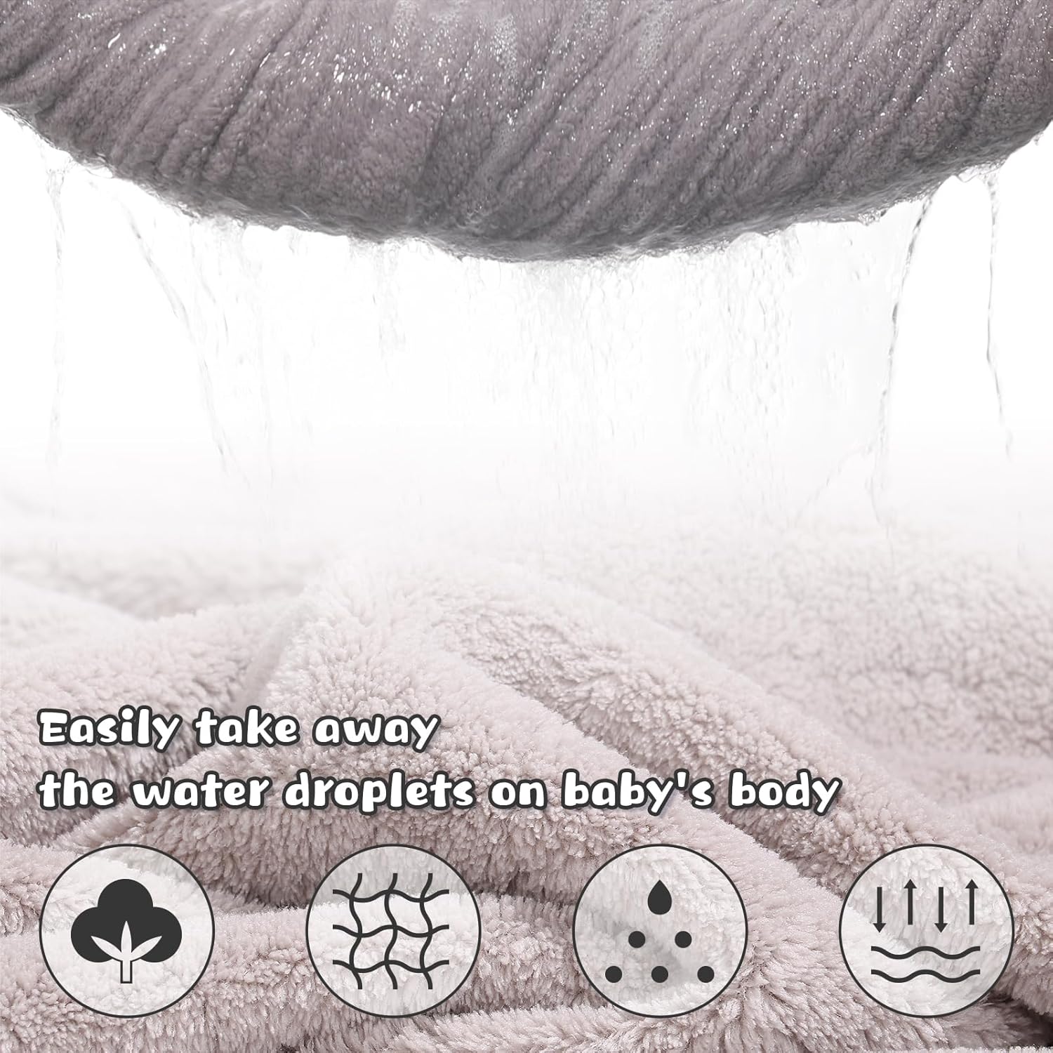 WODHOY Baby Boy Bath Towels with Grey Puppy Hood